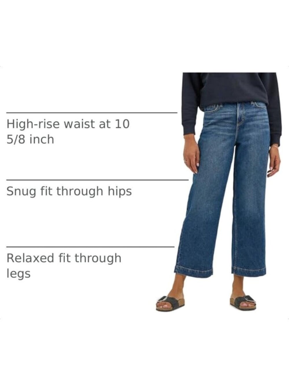 Wide Leg Crop Jeans for Women - 26" Length, Stylish & Comfortable Fit - Picture 6 of 6